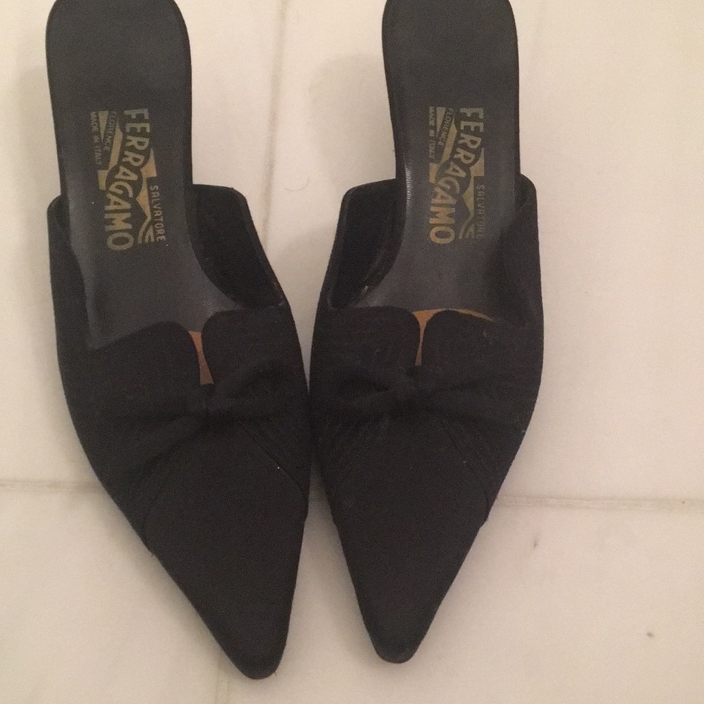 Black kitten heel Ferragamo